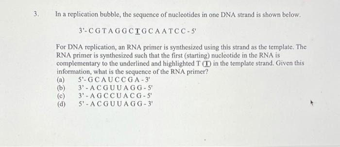 Solved 3 . 3. In a replication bubble, the sequence of | Chegg.com