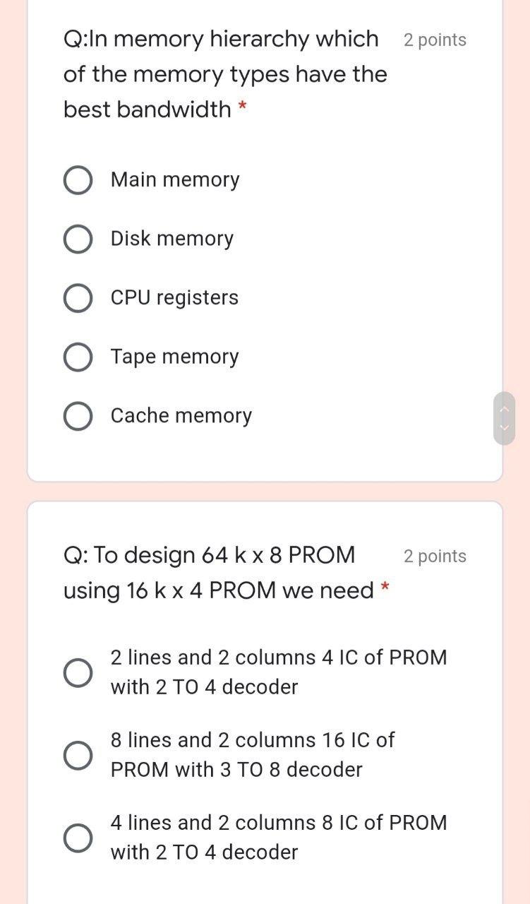 Solved Q:In memory hierarchy which 2 points of the memory | Chegg.com