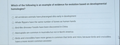 Solved Which of the following is an example of evidence for | Chegg.com