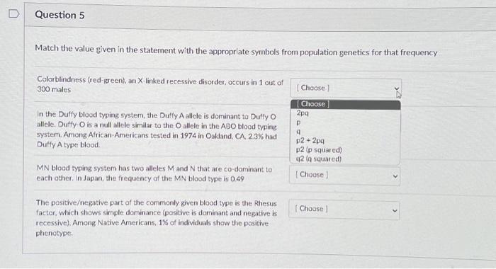 Solved Match the value given in the statement with the | Chegg.com