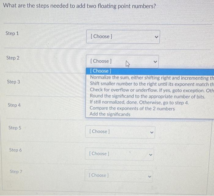 Solved What Are The Steps Needed To Add Two Floating Point | Chegg.com