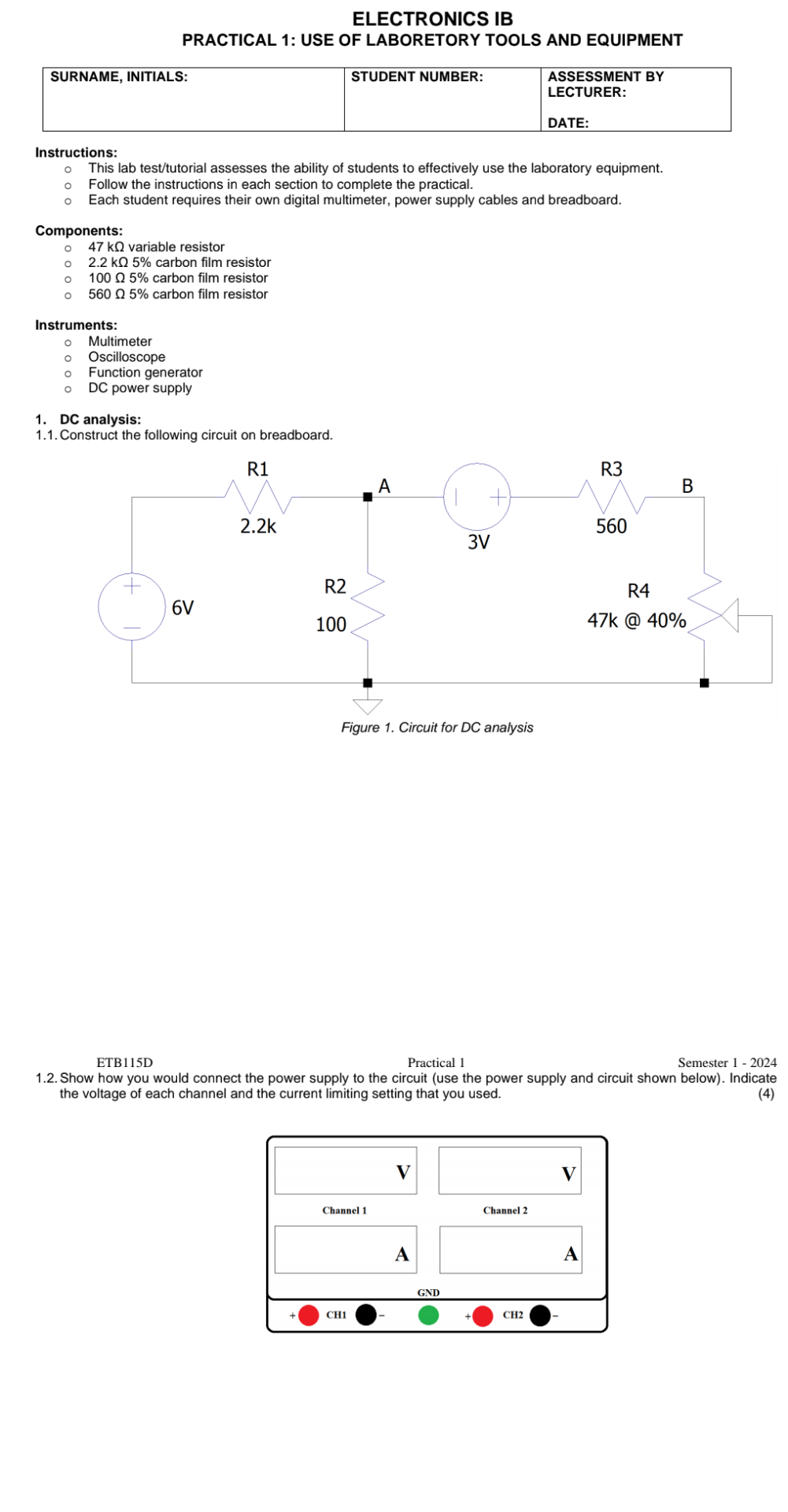 Practical Task Circuits Solved ELECTRONICS IBPRACTICAL 1: USE OF LABORETORY TOOLS | Chegg.com