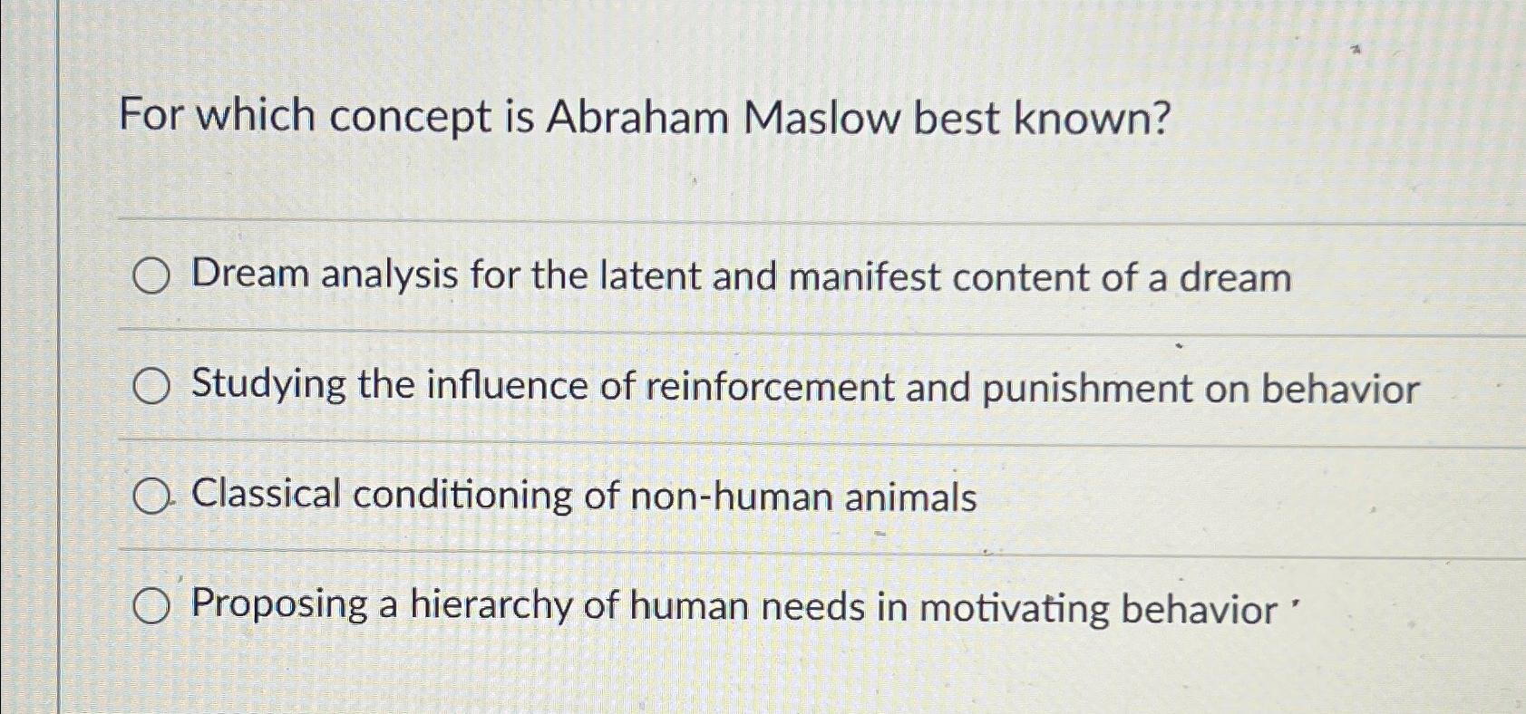 Solved For which concept is Abraham Maslow best known?Dream 