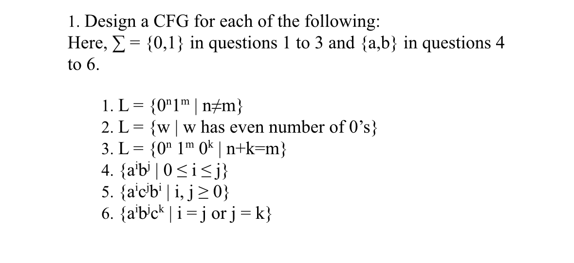Solved Design a CFG for each of the following:Here, | Chegg.com