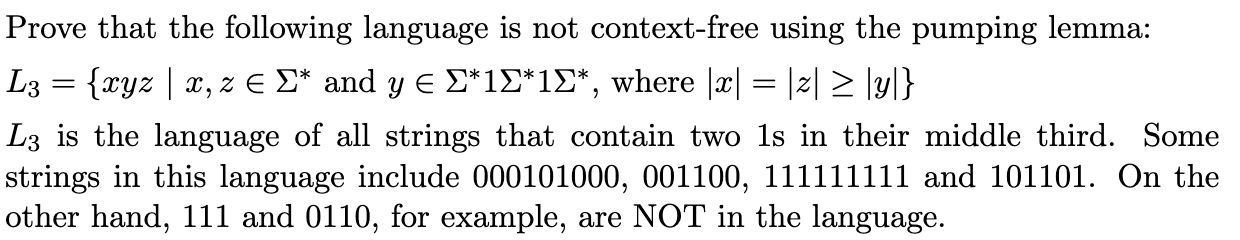 Solved Prove that the following language is not context-free | Chegg.com