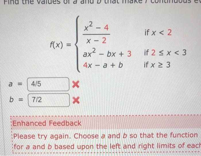 Solved Find The Values Of A And B That Make F Continuous | Chegg.com