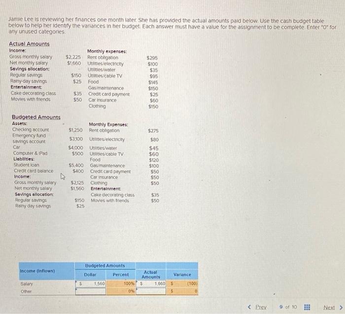 solved-jamie-lee-is-reviewing-her-finances-one-month-later-chegg