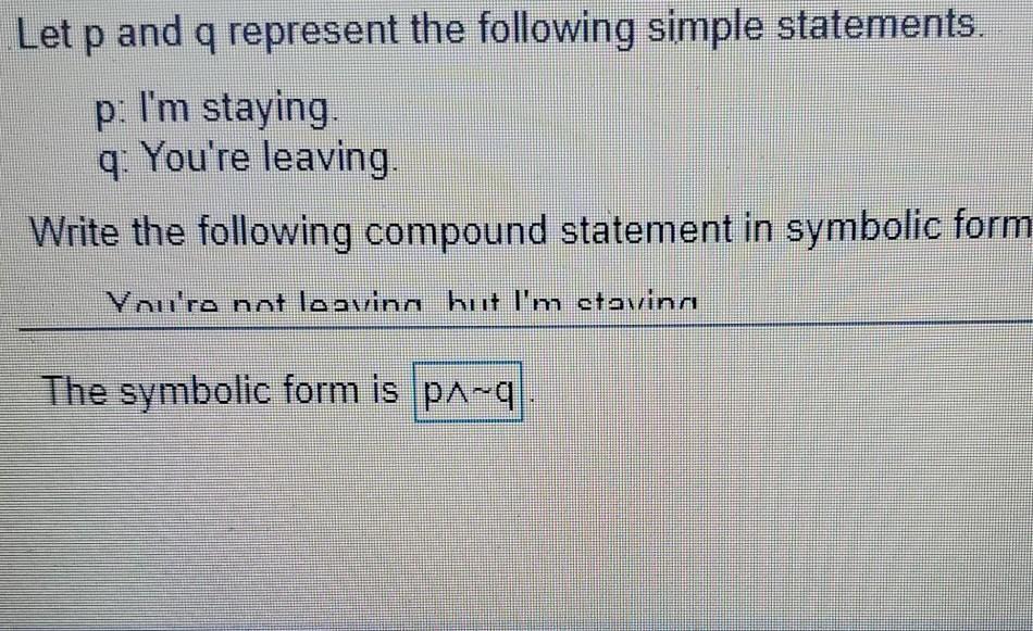 Solved Let p and q represent the following simple