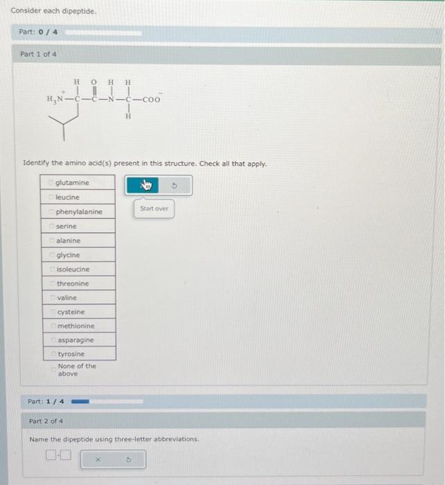Solved part 1. Identify the amino acids present in this | Chegg.com