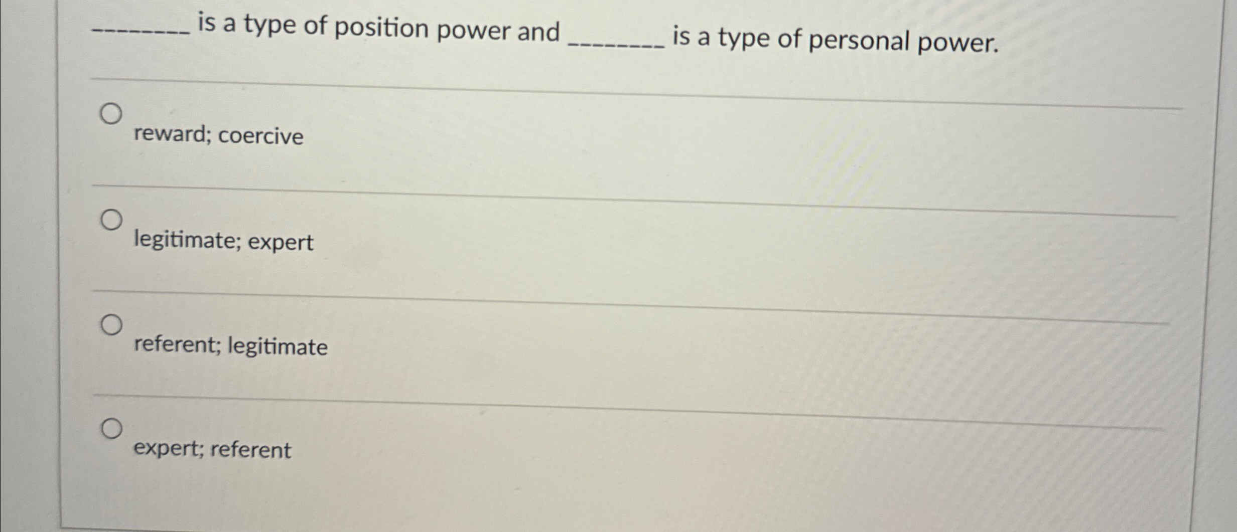 Solved is a type of position power and is a type of personal | Chegg.com
