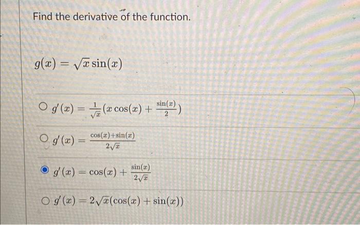 find the derivative of x square cos x sin x