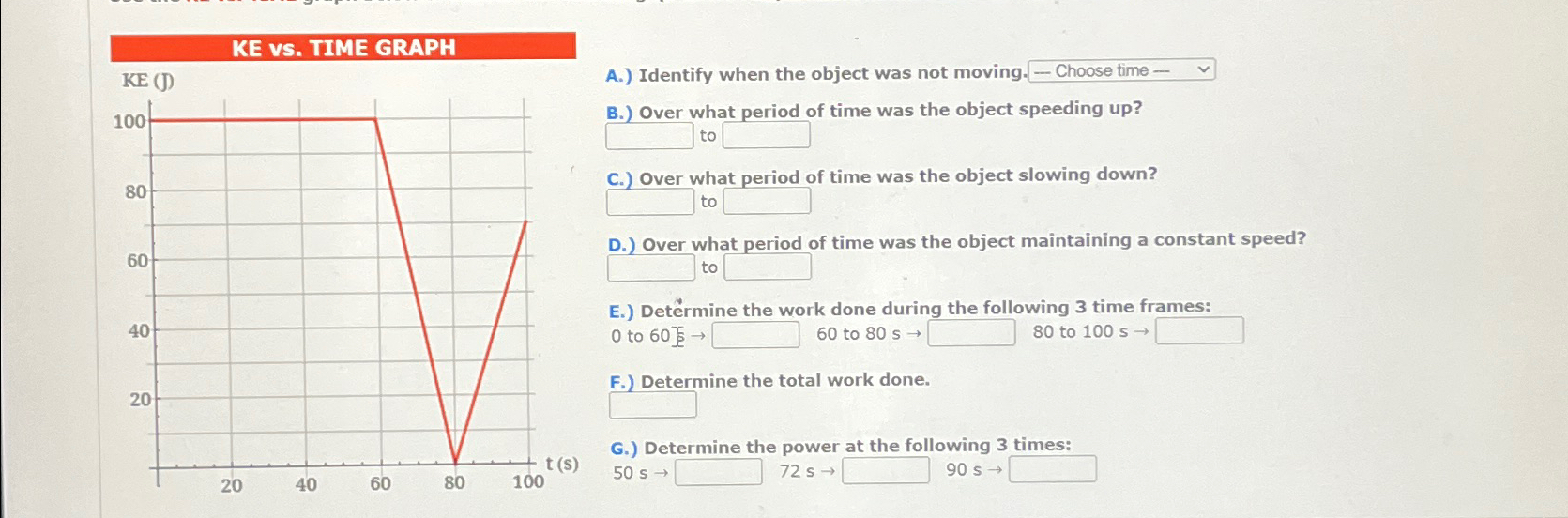 Solved A.) ﻿Identify when the object was not moving. - | Chegg.com