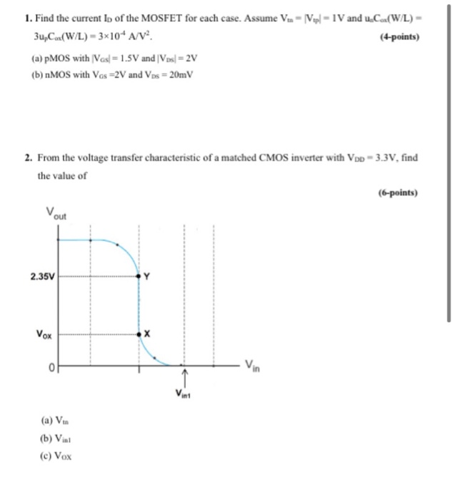 Solved Iv And U C 1 Find The Current Lo Of The Mosfet Chegg Com