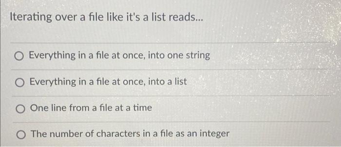 Solved Iterating over a file like it's a list reads... | Chegg.com