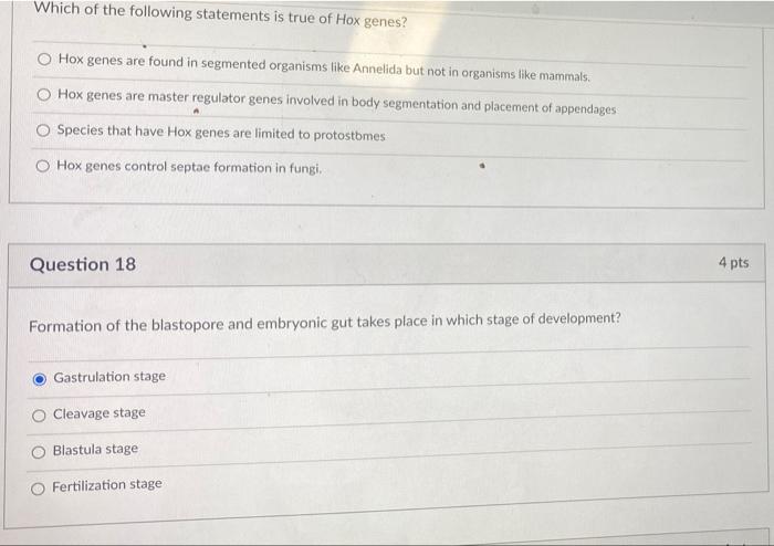 Solved Which of the following statements is true of Hox | Chegg.com