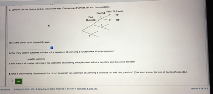 Solved a. Complete the tree diagram to show the possible | Chegg.com