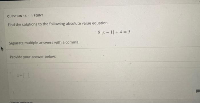 Solved Find the solutions to the following absolute value | Chegg.com