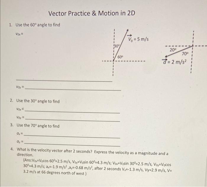 Solved Vector Practice & Motion in 2D 30% 1. Use the 60° | Chegg.com