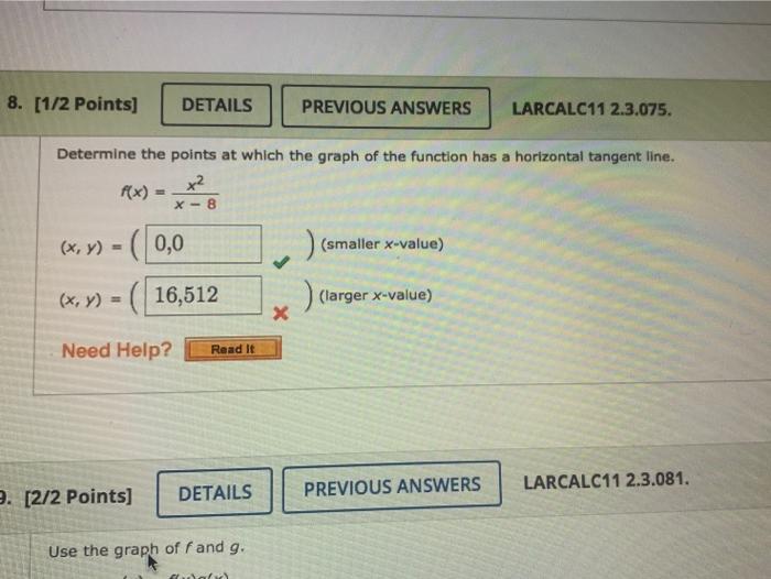 Solved 8. [1/2 Points) DETAILS PREVIOUS ANSWERS LARCALC11 | Chegg.com