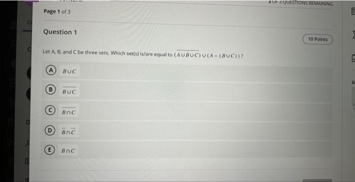 Solved Let A,B, And C Be Three Sets. Which Set(s) Is/are | Chegg.com