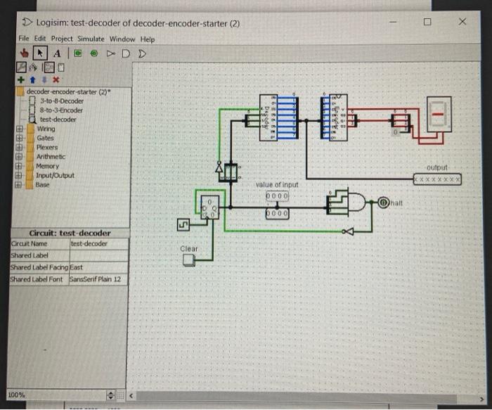 Solved Create A 3 to8 Line Decoder Using Logisim Use The Chegg