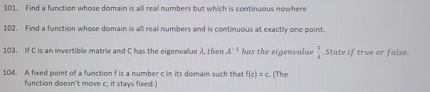 Solved 101. Find a function whose domain is all real numbers | Chegg.com