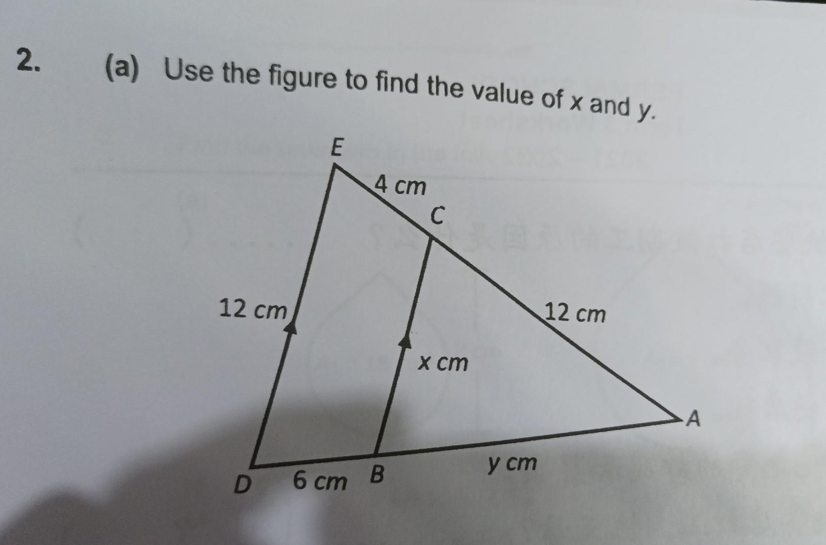 Solved (a) Use the figure to find the value of x and y. | Chegg.com