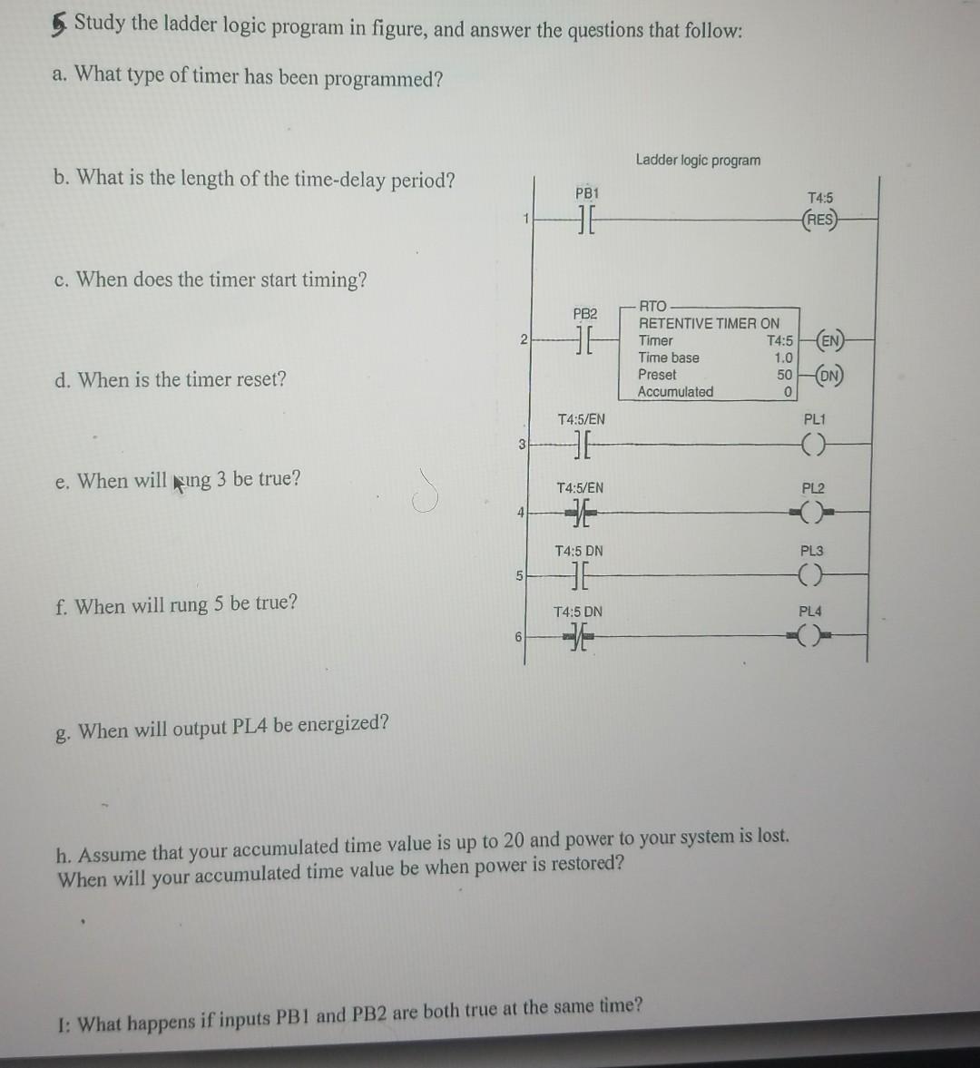 Solved Study the ladder logic program in figure, and answer | Chegg.com
