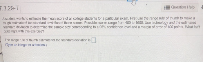 Solved 7.3.29-T Question Help A student wants to estimate | Chegg.com