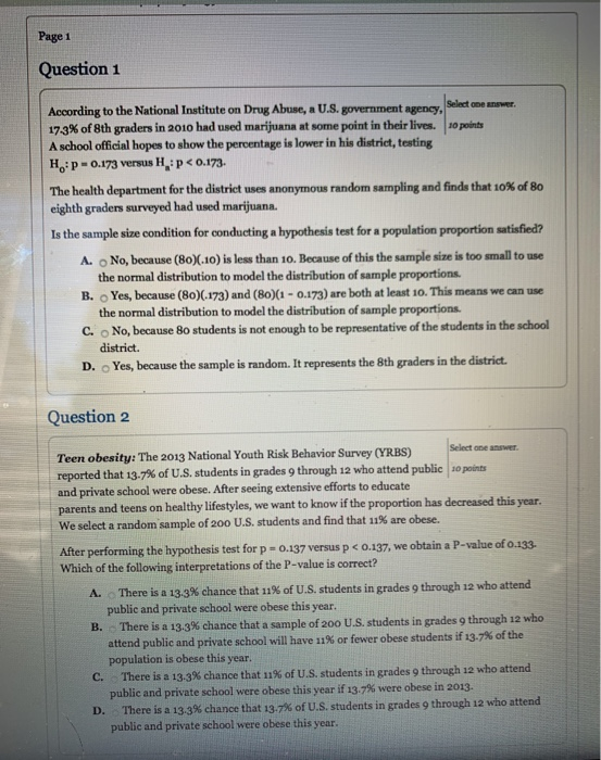 Solved Page 1 Question 1 According To The National Institute | Chegg.com