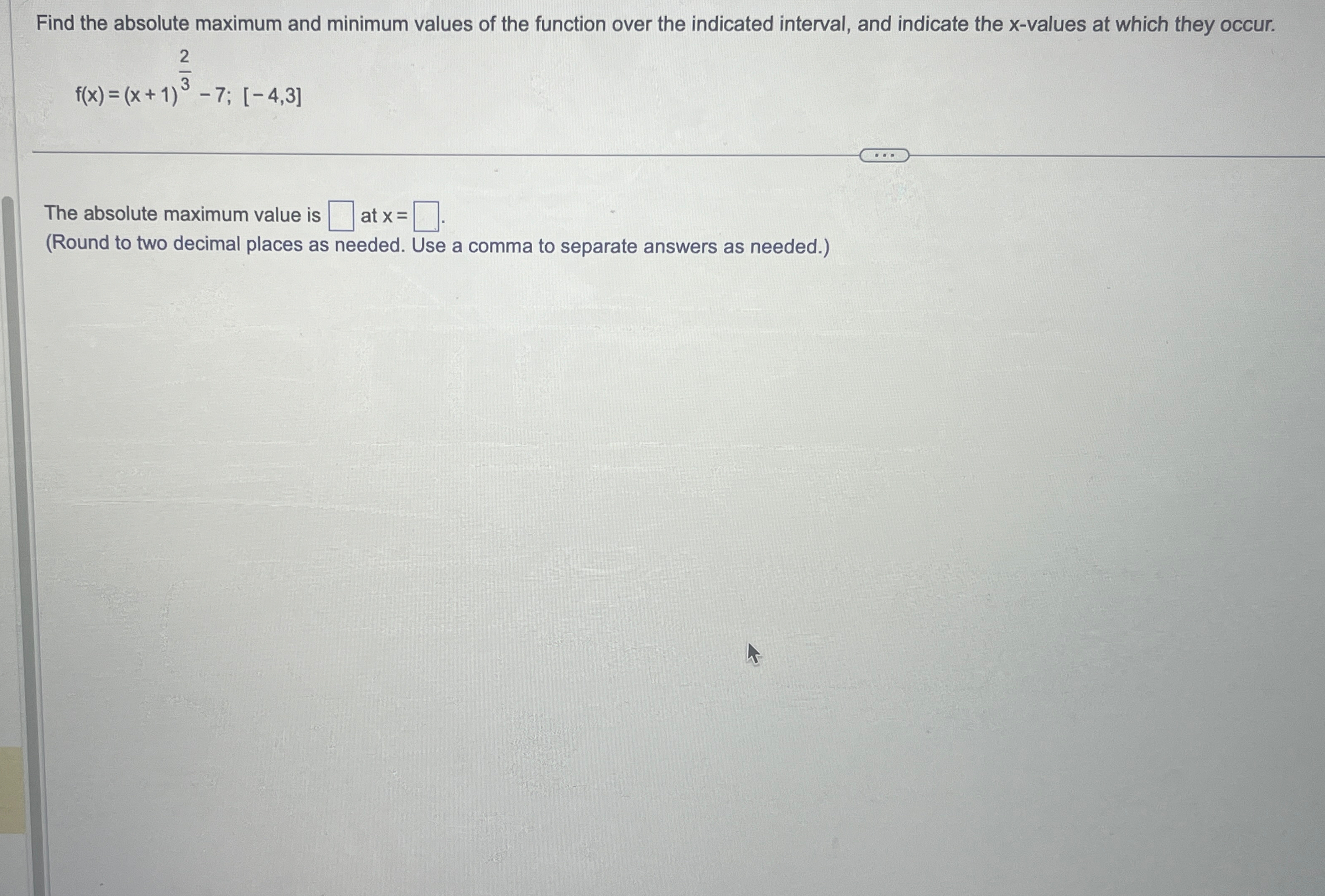 Solved Find the absolute maximum and minimum values of the | Chegg.com