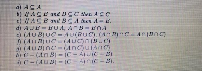 Solved A) ACA B) If A CB And BCC Then ACC C) If A CB And B C | Chegg.com