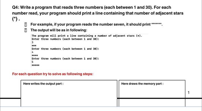 Solved Q4: Write a program that reads three numbers (each | Chegg.com