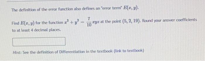 Solved The definition of the error function also defines an | Chegg.com