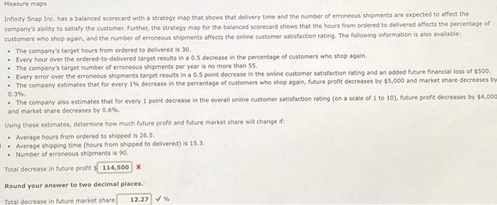Solved Infinity Snap Inc. has a balanced scorecard with a | Chegg.com