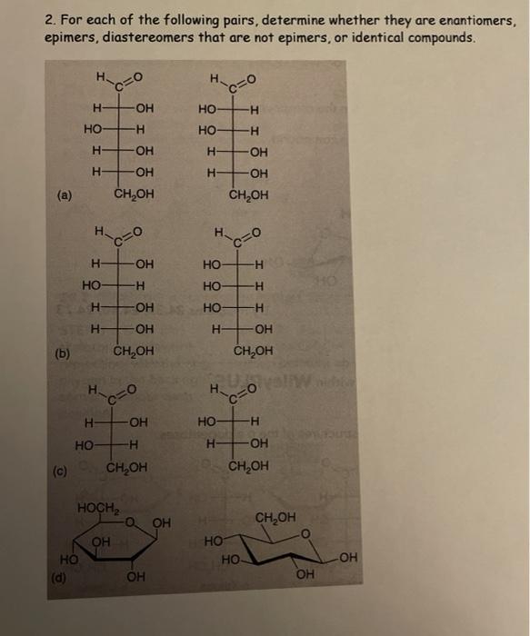 Solved 2. For each of the following pairs, determine whether | Chegg.com