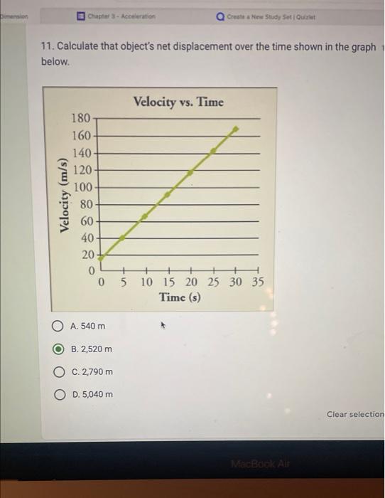 Solved 11. Calculate that object's net displacement over the | Chegg.com