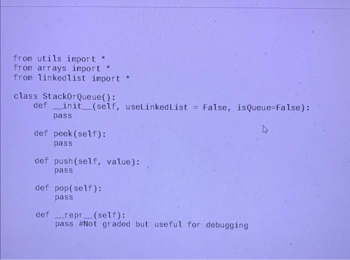 Solved Section 4: Stacks and Queue ADTs (adts.py) In this | Chegg.com