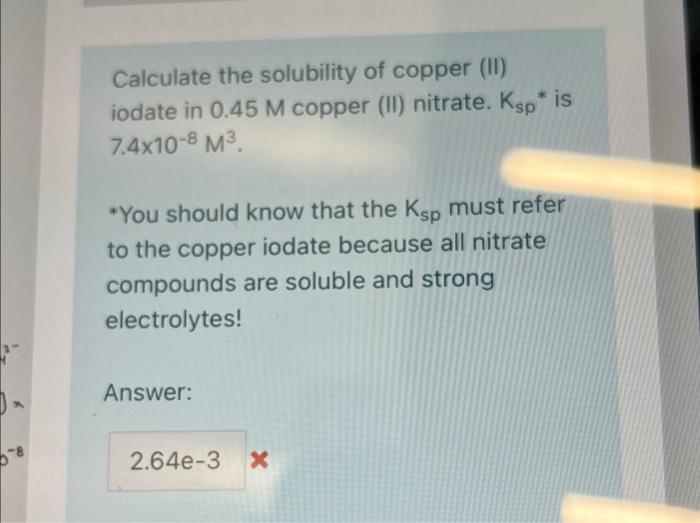 Solved Calculate the solubility of copper (II) iodate in
