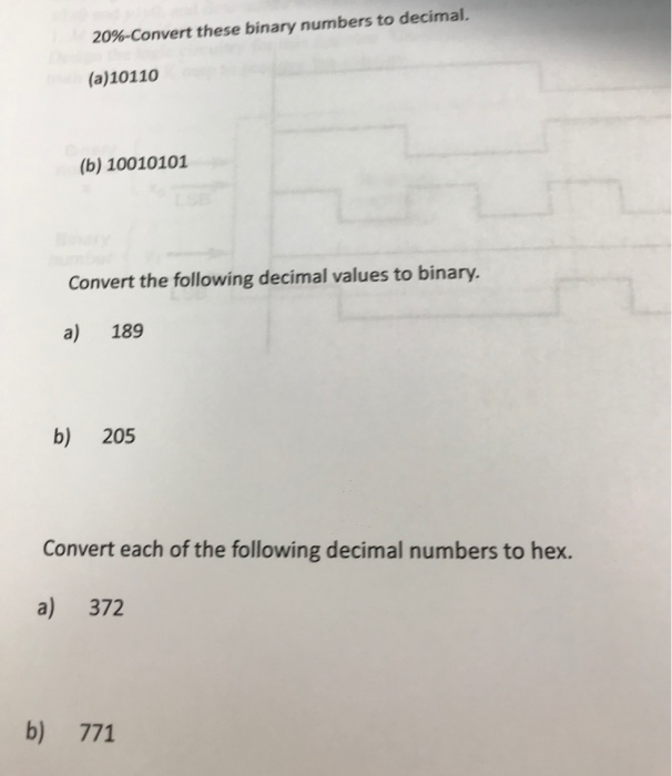 Solved 20%-Convert these binary numbers to decimal. (a)10110 | Chegg.com