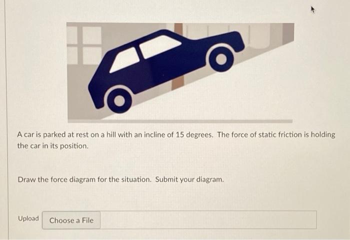 Solved P A car is parked at rest on a hill with an incline | Chegg.com