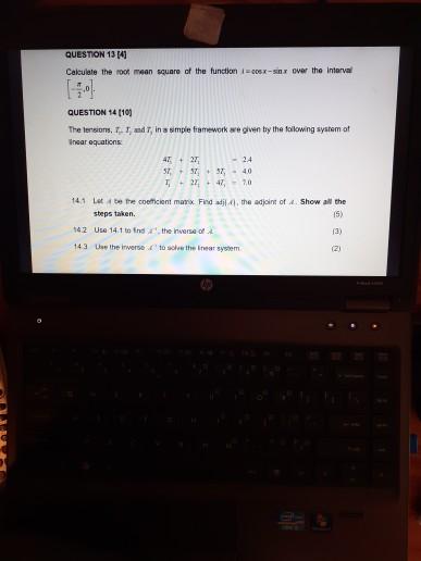 Solved QUESTION 13 [4 Calculate the root mean square of the | Chegg.com