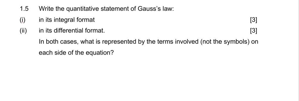 Quantitative Statement Math Proof Solved 1.5 Write the quantitative statement of Gauss's law: | Chegg.com
