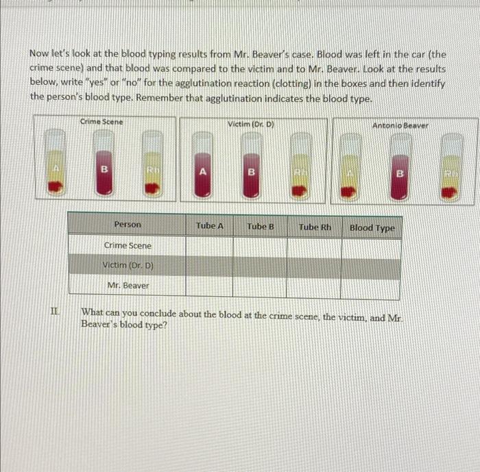 Solved Now Let's Look At The Blood Typing Results From Mr. | Chegg.com