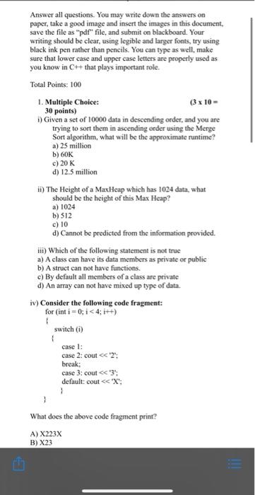 Solved Answer all questions. You may write down the answers | Chegg.com