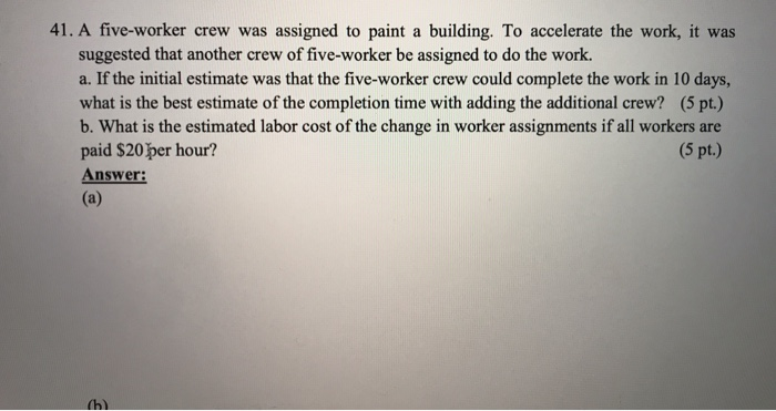 Solved 39. A construction company has constructured the | Chegg.com