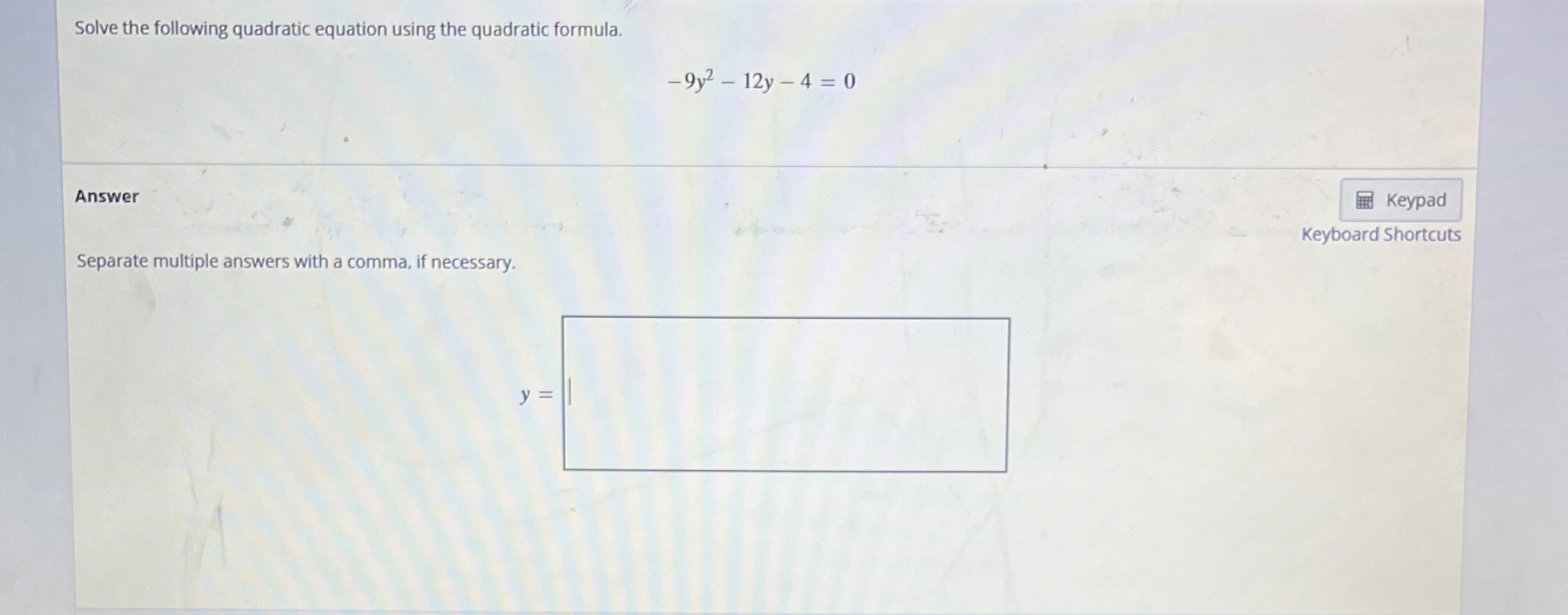 Solved Solve the following quadratic equation using the | Chegg.com