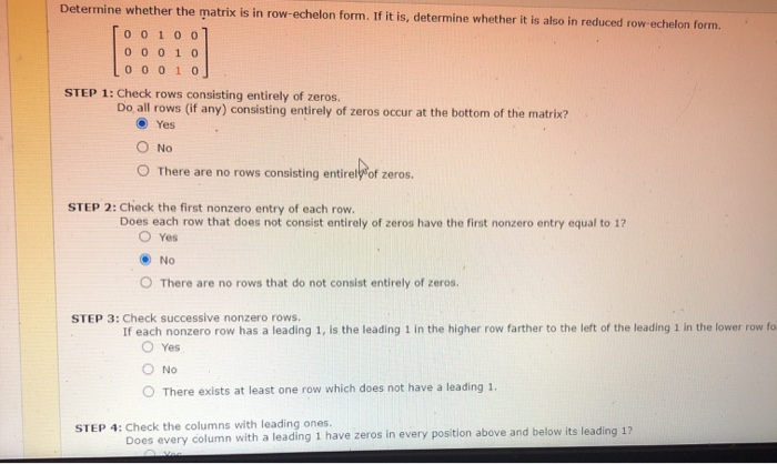 Solved Determine whether the matrix is in row echelon form