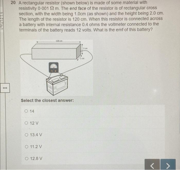 Solved SEE 20 A rectangular resistor (shown below) is made | Chegg.com