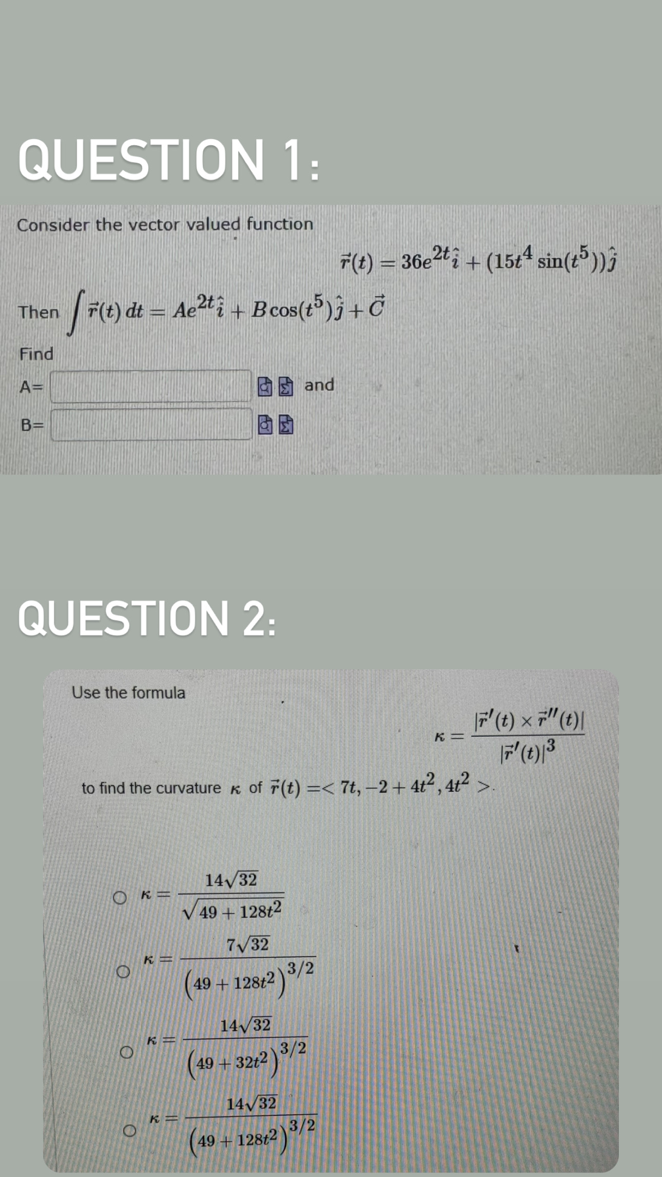 Solved QUESTION1:Consider the vector valued | Chegg.com